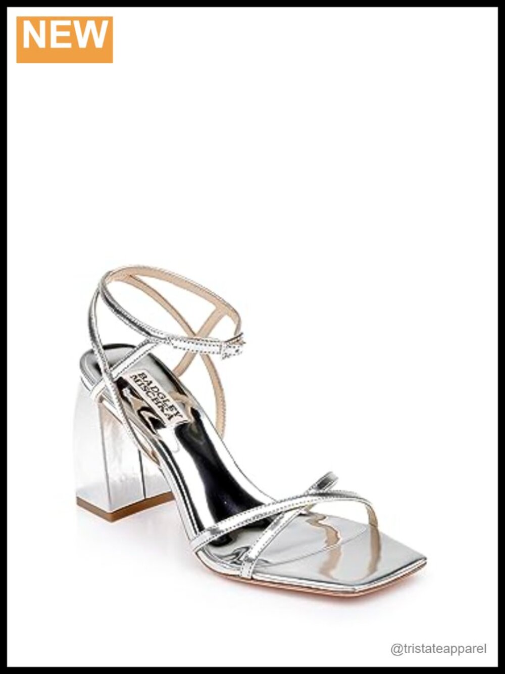 Badgley Mischka Ivanka Strappy Metallic Block Heel Buckle Slingback
